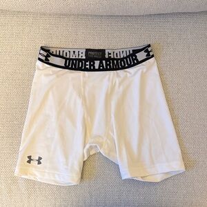 Under Armour White Men's Compression Shorts with Black Waistband